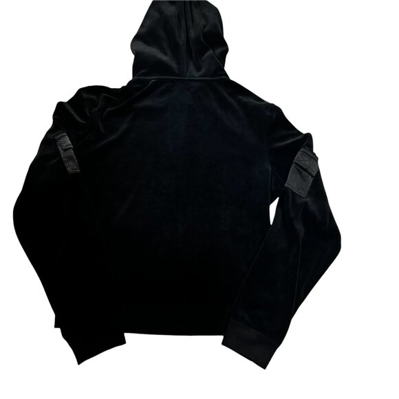 BCBG MAXAZRIA Hoodie M Womens‎ Black Colorblock Velvet Full Zip Jacket Medium - Picture 8 of 10